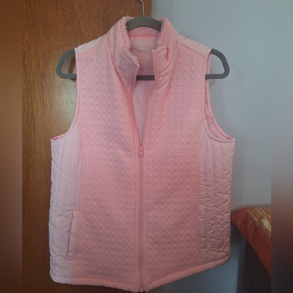 Kim Rogers Light Pink Quilted Women's Vest Size L